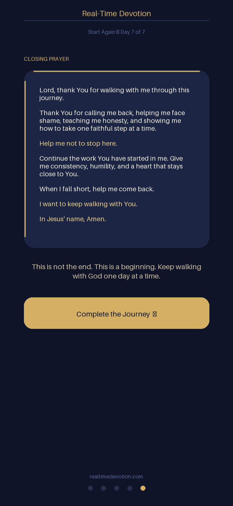 Day 7 closing prayer - the final prayer of the journey