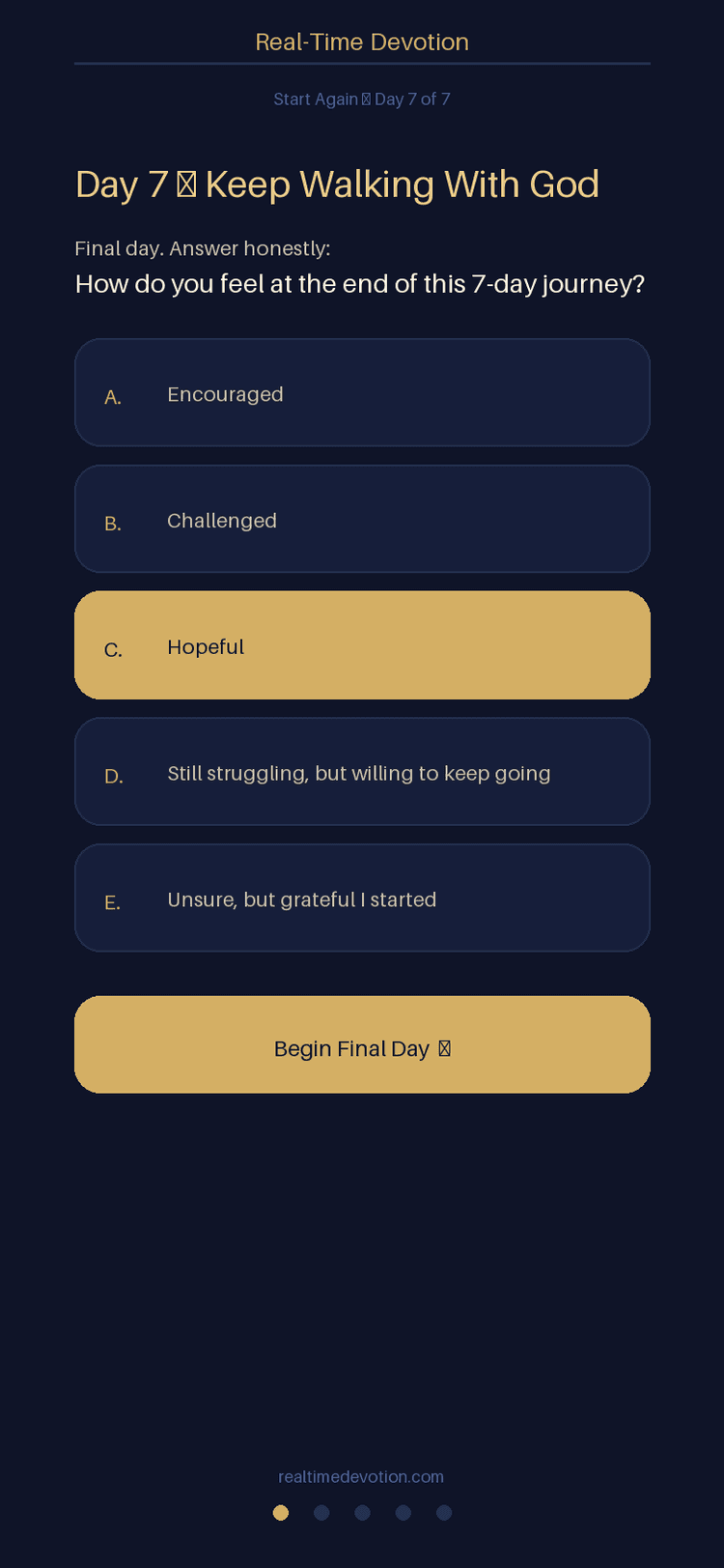 Day 7 pulse check - answering from a new place