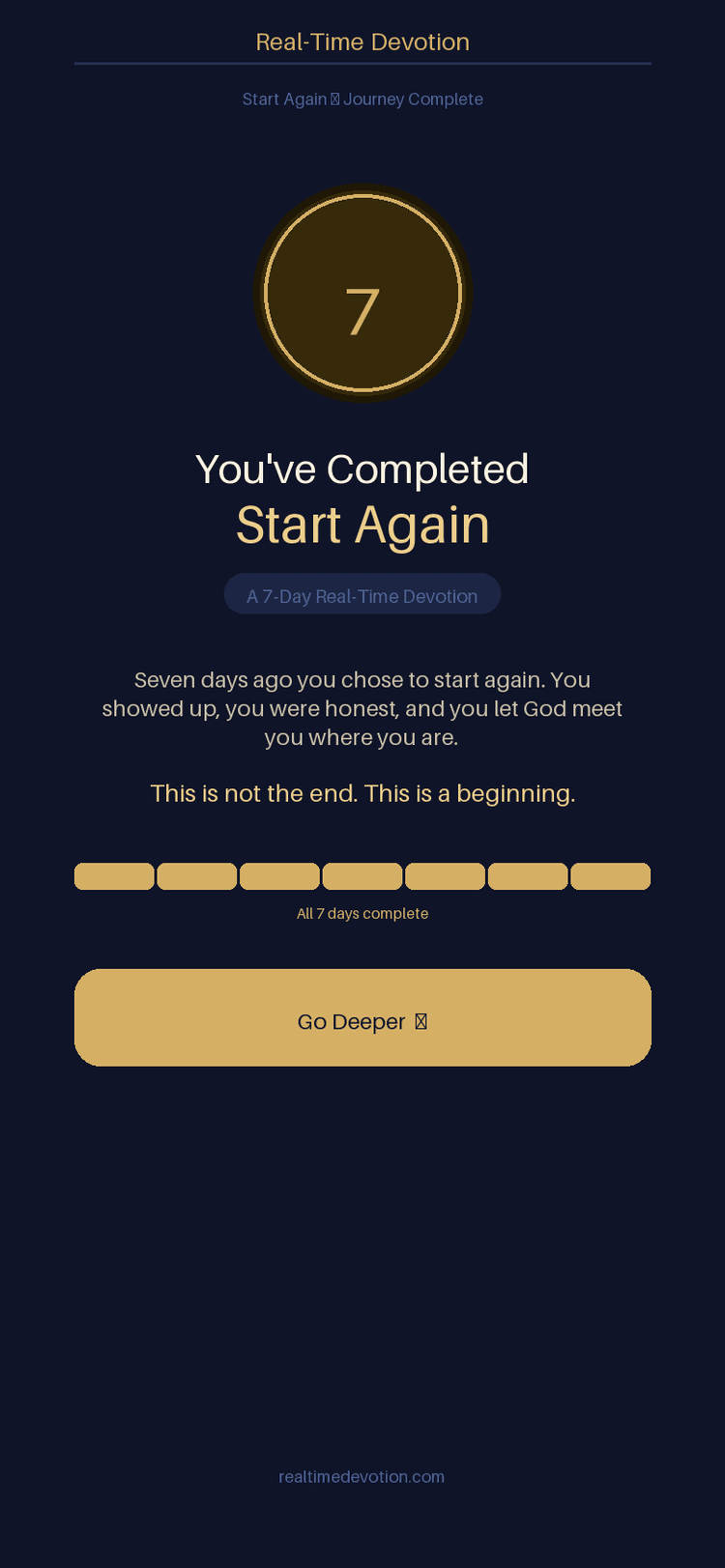 Journey complete - Day 7 done screen
